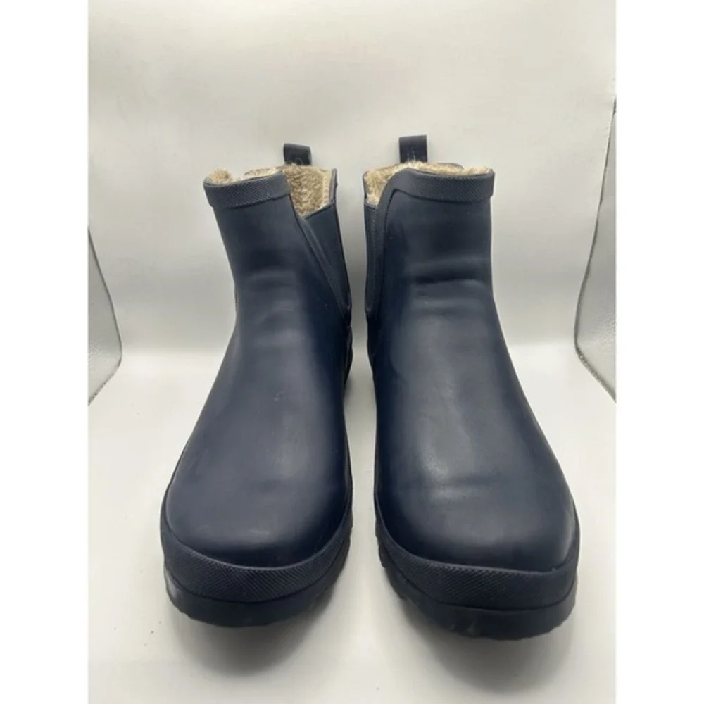 Serra Faux Fur Lined Rubber Boots‎ Navy Blue Women's SZ 10